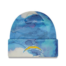Load image into Gallery viewer, Los Angeles Chargers New Era NFL Cuffed Pom Knit Beanie Hat Sky Blue/White Ink Crown/Visor Team Color Logo (2022 Sideline)