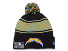 Load image into Gallery viewer, Los Angeles Chargers New Era NFL Chilled Cuffed Pom Knit Hat Beanie Hat Black/Sky Blue/Yellow Crown/Visor Team Color Logo