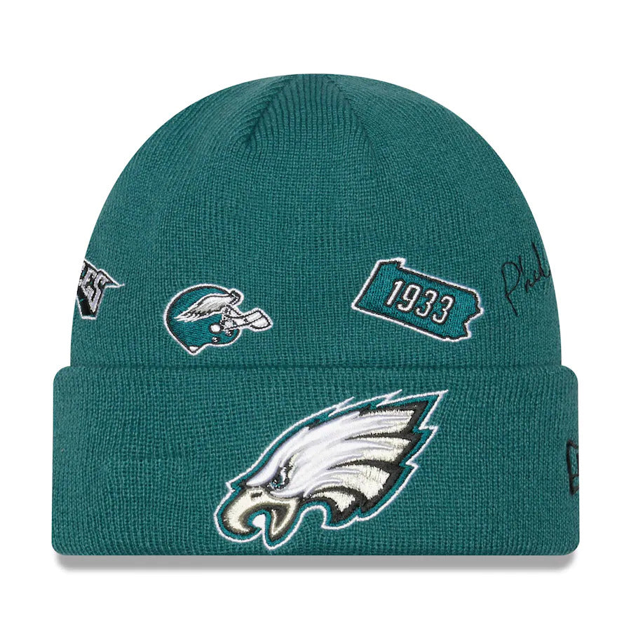 Philadelphia Eagles New Era NFL Cuffed Knit Beanie Hat Green Crown