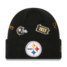 Load image into Gallery viewer, Pittsburgh Steelers New Era NFL Cuffed Knit Beanie Hat Black Crown/Visor Team Color Logo (Identity)