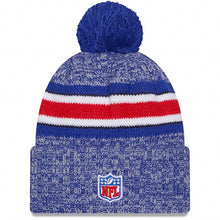 Load image into Gallery viewer, Buffalo Bills New Era NFL Cuffed Pom Knit Beanie Hat Royal Blue/Gray Crown/Visor Team Color Logo (2023 Sideline)