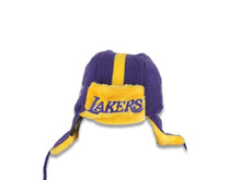 Load image into Gallery viewer, Los Angeles Lakers New Era NBA Helmet Head Trapper Knit Beanie Hat Yellow/Purple Crown/Visor Team Color Logo