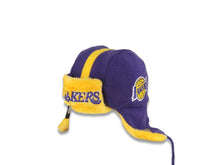 Load image into Gallery viewer, Los Angeles Lakers New Era NBA Helmet Head Trapper Knit Beanie Hat Yellow/Purple Crown/Visor Team Color Logo