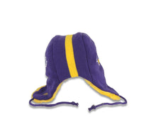 Load image into Gallery viewer, Los Angeles Lakers New Era NBA Helmet Head Trapper Knit Beanie Hat Yellow/Purple Crown/Visor Team Color Logo