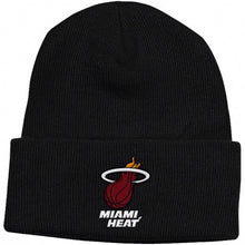 Load image into Gallery viewer, Miami Heat NBA Black Basic Cuffed Knit Beanie Crown/Visor Team Color Logo
