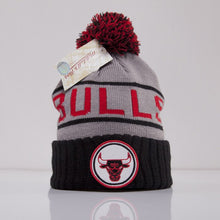 Load image into Gallery viewer, Chicago Bulls Mitchell & Ness NBA Pom Knit Beanie Hat Red/Gray/Black Crown/Visor Team Color Logo