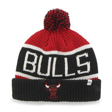 Load image into Gallery viewer, Chicago Bulls '47 Brand NBA Pom Knit Beanie Red/Black Crown/Visor Team Color Logo (Calgary Knit)
