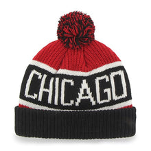 Load image into Gallery viewer, Chicago Bulls '47 Brand NBA Pom Knit Beanie Red/Black Crown/Visor Team Color Logo (Calgary Knit)