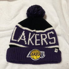 Load image into Gallery viewer, Los Angeles Lakers '47 NBA Pom Knit Beanie Black/Purple Crown/Visor Team Color Logo (Calgary)