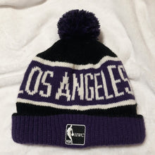 Load image into Gallery viewer, Los Angeles Lakers '47 NBA Pom Knit Beanie Black/Purple Crown/Visor Team Color Logo (Calgary)