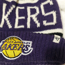 Load image into Gallery viewer, Los Angeles Lakers '47 NBA Pom Knit Beanie Black/Purple Crown/Visor Team Color Logo (Calgary)