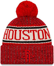 Load image into Gallery viewer, Houston Rockets New Era NBA Cuffed Pom Knit Beanie Hat White/Red Crown/Visor Team Color Logo (2018 Sideline)