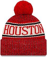 Load image into Gallery viewer, Houston Rockets New Era NBA Cuffed Pom Knit Beanie Hat White/Red Crown/Visor Team Color Logo (2018 Sideline)