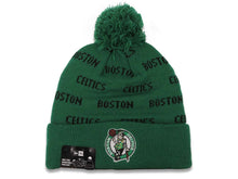 Load image into Gallery viewer, Boston Celtics New Era NBA Cuffed Pom Repeat A3 Knit Beanie Hat Green/Black Text Crown/Visor Team Color Logo