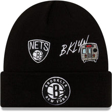 Load image into Gallery viewer, Brooklyn Nets New Era NBA Cuff Knit Team Color Black Crown/Cuff Team Color Logo City Transit
