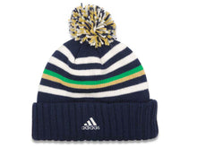 Load image into Gallery viewer, Notre Dame Fighting Irish Adidas Pom Knit Beanie Navy Blue/White Crown/Visor Team Color Logo