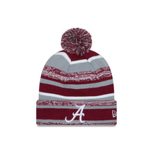Load image into Gallery viewer, Alabama Crimson Tide New Era NCAA Cuffed Pom Knit Beanie Hat Cardinal/Gray Crown/Visor Team Color Logo (2014 Sideline)