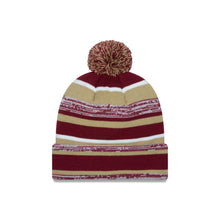 Load image into Gallery viewer, Florida State Seminoles New Era NCAA Cuffed Pom Knit Beanie Hat Cardinal/Tan Crown/Visor Team Color Logo (2014 Sideline)