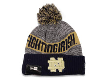 Load image into Gallery viewer, NOTRE DAME Fighting Irish New Era Cuffed Pom 2016 Sideline Knit Hat Team Color Gray/Black/Brown Crown/Cuff Team Color Logo