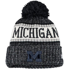 Load image into Gallery viewer, Michigan Wolverines New Era NCAA 2018 Sideline Alternate Cuffed Pom Knit Hat Black/Gray Crown/Visor Black Logo