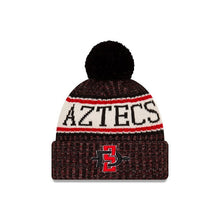 Load image into Gallery viewer, San Diego State Aztecs New Era College Cuffed Pom Knit Sideline 2018 Hat Red/Black/White Crown/Cuff Team Color Logo