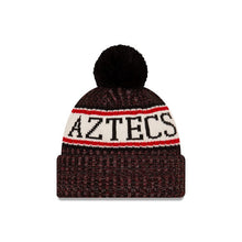 Load image into Gallery viewer, San Diego State Aztecs New Era College Cuffed Pom Knit Sideline 2018 Hat Red/Black/White Crown/Cuff Team Color Logo