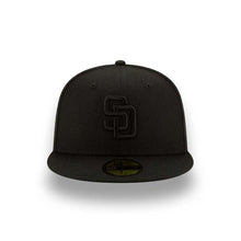 Load image into Gallery viewer, San Diego Padres New Era MLB 59FIFTY 5950 Fitted Cap Hat Black Crown/Visor Black Logo Black Uv
