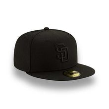 Load image into Gallery viewer, San Diego Padres New Era MLB 59FIFTY 5950 Fitted Cap Hat Black Crown/Visor Black Logo Black Uv
