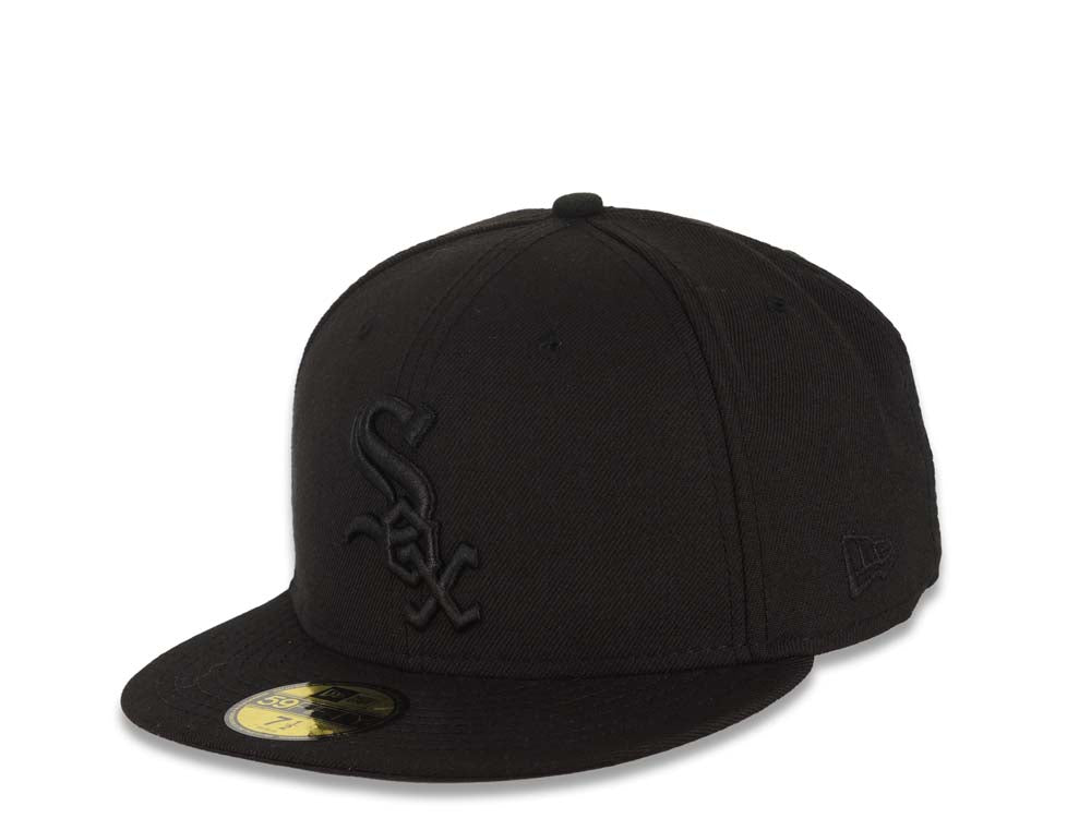 Chicago White Sox New Era MLB 59FIFTY 5950 Fitted Cap Hat Black Crown/Visor Black Logo