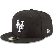 Load image into Gallery viewer, New York Mets New Era MLB 59Fifty 5950 Fitted Cap Hat Black Crown/Visor White Logo
