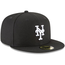 Load image into Gallery viewer, New York Mets New Era MLB 59Fifty 5950 Fitted Cap Hat Black Crown/Visor White Logo
