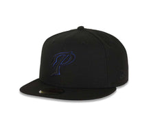 Load image into Gallery viewer, San Diego Padres New Era MLB 59FIFTY 5950 Fitted Cap Hat Black Crown/Visor Black/Dark Royal P Logo Petcopark 20 Year Side Patch Gray UV
