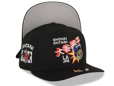 Los Angeles Dodgers New Era MLB 9FIFTY 950 Snapback Cap Hat Black Crown/Visor Shohei Othani Logo Othani Side Patch Gray UV