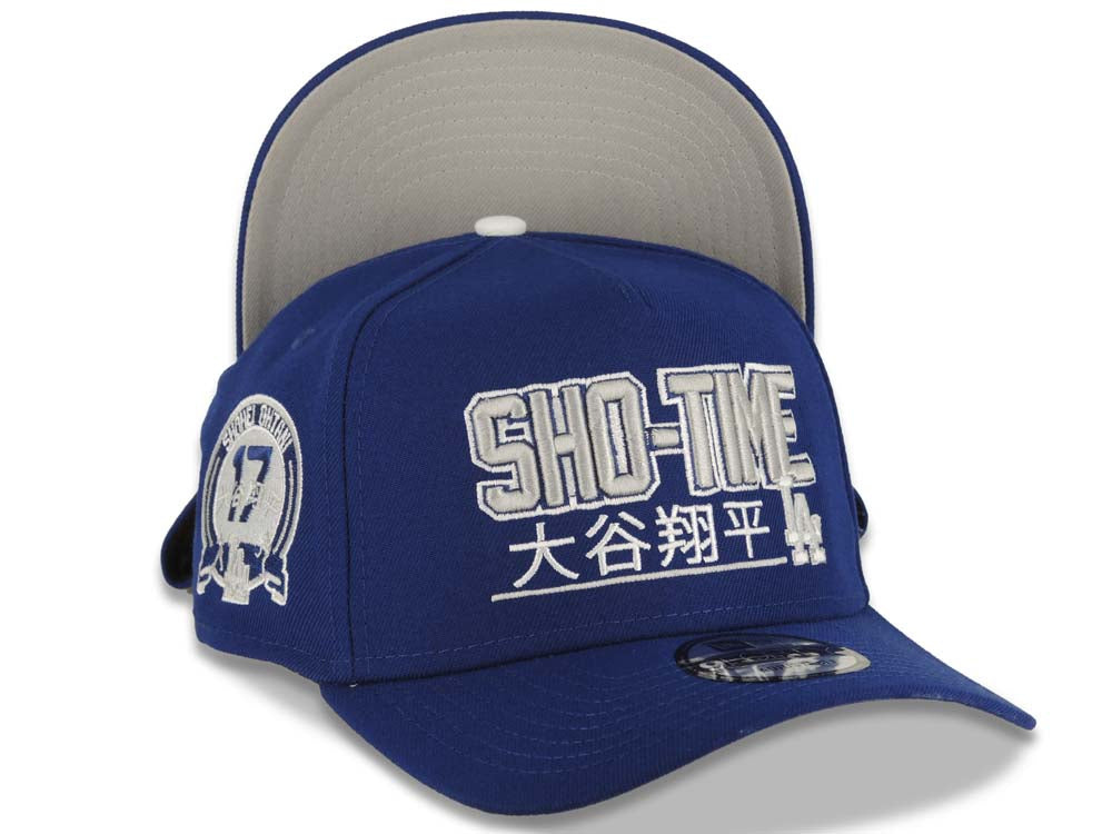 Los Angeles Dodgers New Era MLB 9FORTY 940 Adjustable A-Frame Cap Hat Dark Royal Crown/Visor White Color Sho-Time Logo Shohei Ohtani 17 Side Patch