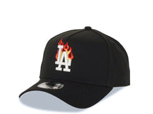 Load image into Gallery viewer, Los Angeles Dodgers New Era MLB 9FORTY 940 Adjustable A-Frame Cap Hat Black Crown/Visor White/Metallic Gold/Red Logo With Fire 40th Anniversary Side Patch
