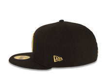 Load image into Gallery viewer, San Diego Padres New Era MLB 59FIFTY 5950 Fitted Cap Hat Black Crown/Visor Metallic Gold Logo 40th Anniversary Side Patch Gray UV
