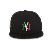 Load image into Gallery viewer, New York Yankees New Era MLB 59FIFTY 5950 Fitted Cap Hat Black Crown/Visor Green/White/Red Logo 100th Anniversary Side Patch
