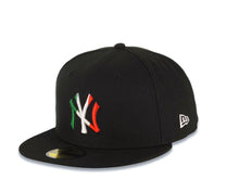 Load image into Gallery viewer, New York Yankees New Era MLB 59FIFTY 5950 Fitted Cap Hat Black Crown/Visor Green/White/Red Logo 100th Anniversary Side Patch
