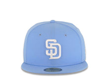 Load image into Gallery viewer, San Diego Padres New Era MLB 59FIFTY 5950 Fitted Cap Hat Sky Blue Crown/Visor White Logo Gray UV
