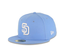 Load image into Gallery viewer, San Diego Padres New Era MLB 59FIFTY 5950 Fitted Cap Hat Sky Blue Crown/Visor White Logo Gray UV
