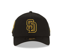 Load image into Gallery viewer, San Diego Padres New Era MLB 9FORTY 940 Adjustable A-Frame Cap Hat Black Crown/Visor Black/Yellow Logo 40th Anniversary Side Patch 
