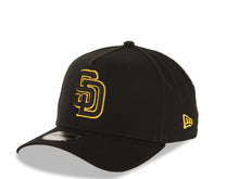 Load image into Gallery viewer, San Diego Padres New Era MLB 9FORTY 940 Adjustable A-Frame Cap Hat Black Crown/Visor Black/Yellow Logo 40th Anniversary Side Patch 
