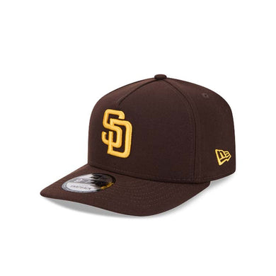 San Diego Padres New Era MLB 9FIFTY 950 Snapback A-Frame Cap Hat Brown Crown/Visor Yellow Logo