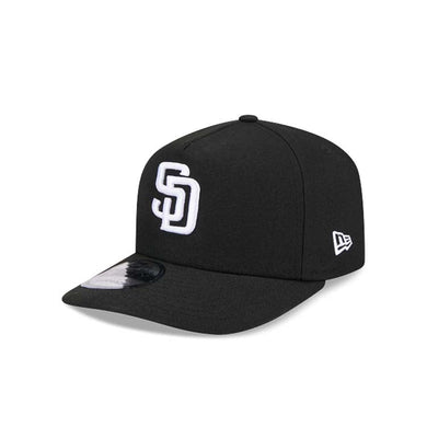 San Diego Padres New Era MLB 9FIFTY 950 Snapback A-Frame Cap Hat Black Crown/Visor White Logo
