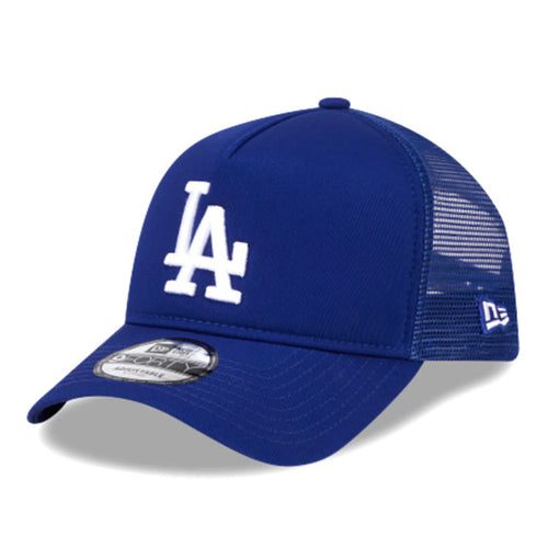 Los Angeles Dodgers New Era MLB 9FORTY 940 Adjustable A Frame Trucker/Mesh Cap Hat Royal Blue Crown/Visor White Logo