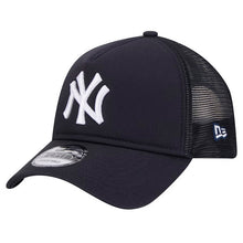 Load image into Gallery viewer, New York Yankees New Era MLB 9FORTY 940 Adjustable A-Frame Trucker/Mesh Cap Hat Navy Blue Crown/Visor White Logo
