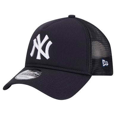 New York Yankees New Era MLB 9FORTY 940 Adjustable A-Frame Trucker/Mesh Cap Hat Navy Blue Crown/Visor White Logo