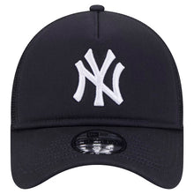 Load image into Gallery viewer, New York Yankees New Era MLB 9FORTY 940 Adjustable A-Frame Trucker/Mesh Cap Hat Navy Blue Crown/Visor White Logo
