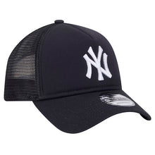Load image into Gallery viewer, New York Yankees New Era MLB 9FORTY 940 Adjustable A-Frame Trucker/Mesh Cap Hat Navy Blue Crown/Visor White Logo
