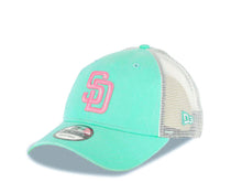 Load image into Gallery viewer, (City Connect) San Diego Padres New Era MLB 9FORTY 940 Adjsutable Mesh/Trucker Cap Hat Teal/Gray Mesh Crown/Visor Magenta Logo
